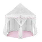 Cort castel pentru prințese cu perdele din tul, pliabil, 135x140 cm, cu husă