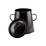 Recipient emailat pentru untură cu capac, 10 L, negru – din fier emailat