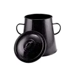 Recipient emailat pentru untură cu capac, 10 L, negru – din fier emailat