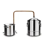 Set aparat de distilare din inox 34L cu serpentină din cupru și vas răcire 25L