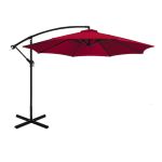 Umbrelă suspendată de grădină 300 cm, roșie, impermeabilă, cu unghi reglabil