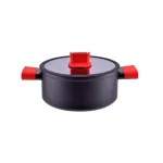 Cratiță antiaderentă din aluminiu cu inducție și capac de sticlă, 20 cm, 3 L