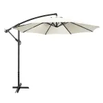 Umbrelă de grădină reglabilă 300 cm, impermeabilă, cu manivelă și cadru din oțel, albă
