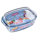Vas termorezistent Pyrex Essentials 4,5L dreptunghiular cu capac din sticla