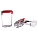 Zdrobitor cartofi din inox cu maner ergonomic din plastic, 17 cm