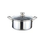 Caserolă din oțel inoxidabil 24 cm, 4,5 L, antiaderentă cu capac