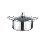 Caserolă din oțel inoxidabil 28 cm, 7L cu capac din sticlă, pentru inducție