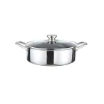 Caserolă joasă din oțel inoxidabil 28 cm, 4 L, cu capac din sticlă