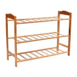 Raft pentru pantofi din bambus, 3 niveluri, 68 x 47 x 23 cm, natur