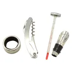 Set accesorii pentru vin 4 piese din inox, cu tirbușon și termometru