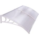 Copertină fixă pentru ușă din policarbonat transparent 100x200 cm, cadru gri