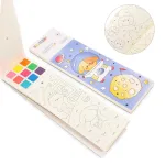 Mini carte de colorat cu apă cu pensulă, 20 pagini, 24 culori, 4 ani+