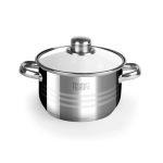 Oală din inox 24 cm, 5,5 L, cu capac din sticlă – compatibilă cu inducție