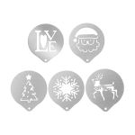 Șablon inox pentru decorarea cappuccino-ului și prăjiturilor, modele Crăciun, 1 buc.