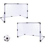 Set fotbal pentru copii cu 2 porți, minge și pompă, 92x61x48 cm, alb-negru