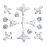 Set conectori pentru pavilion de grădină 3x6 m, 15 piese din ABS rezistent, alb