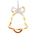 Decoratiune luminoasa de Craciun tip clopotel LED cu ventuza si comutator, 19 cm