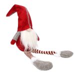 Elf decorativ de Crăciun 50 cm din material textil, roșu, cu picioare lungi