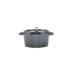 Oală mini din fontă emailată cu capac, 14 cm, 600 ml, albastru oțel