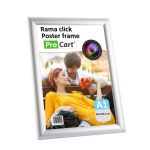 Ramă click A1 din aluminiu, argintie, pentru postere și afișe, montaj pe perete