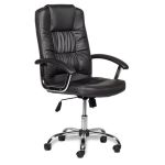 Scaun ergonomic directorial negru din piele ecologică, rotativ 360°, 150 kg