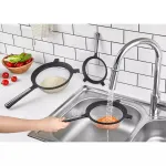 Strecurătoare din inox și plastic, 14 cm, cu plasă fină și mâner ergonomic
