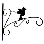 Suport de perete pentru ghiveci suspendat din metal, model pasăre, negru