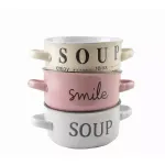 Bol de supă din ceramică 530 ml cu mânere, Perfect Home, model Soup