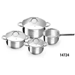 Set vase din oțel inoxidabil cu capace din sticlă, 7 piese, Perfect Home