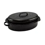 Tavă pentru rață din oțel emailat cu capac, 37×26 cm, 3,5 L, neagră