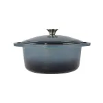 Oală din fontă emailată 26 cm, 5,2 L, albastru oțel, cu capac – Perfect Home