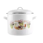 Oală smălțuită cu model lavandă, 20 cm, cu capac, pentru toate plitele