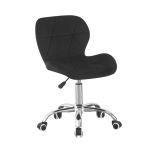 Scaun de birou scandinav din velur negru, reglabil 72–84 cm, roti cauciucate