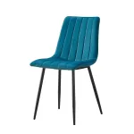 Scaun de dining verde din stofă, cu picioare metalice negre, 91 cm