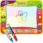 Covoraș creativ de desen cu apă reutilizabil 80x60 cm, cu 2 markere magice