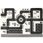 Covoraș de joacă pentru copii cu pistă auto, impermeabil, 83x57 cm, alb-negru