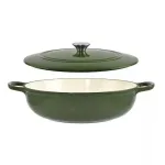 Cratiță din fontă emailată 27 cm, 6 L, verde, cu capac Perfect Home