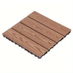 Placă deck WPC pentru terasă 30x30 cm, tec, sistem click, grosime 2,2 cm