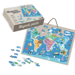 Puzzle magnetic cu harta lumii si animale, 168 piese, tabla 41x55 cm