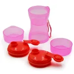 Sticlă de călătorie pentru câini 330 ml, cu 2 boluri pentru apă și hrană