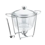 Bol pentru supă 4L din sticlă borosilicată cu suport încălzitor și polonic