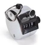 Contor de mână mecanic cu afișaj 4 cifre și resetare rapidă, argintiu