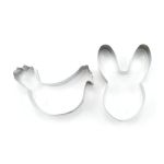 Set 2 forme decupatoare din oțel inoxidabil pentru biscuiți, găină și iepuraș
