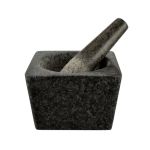 Mojar pătrat din granit natural cu pistil, 13×13×8,5 cm – Perfect Home