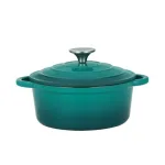 Oală din fontă emailată turcoaz cu capac, 20 cm, 2 L Perfect Home