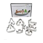 Set 8 forme pentru biscuiți 3D de Crăciun din oțel inoxidabil, 9 cm