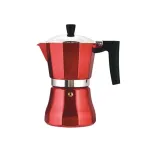 Espressor moka pentru plită cu inducție Metal Red, 3 cești (0,15–0,2 L)