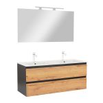 Set mobilier baie Leziter Vario Forte 120 cm, suspendat, antracit-stejar