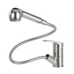 Robinet chiuvetă bucătărie Leziter Carol crom cu duș extractibil, 180 mm