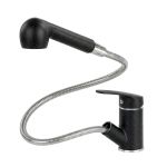 Robinet chiuvetă bucătărie Leziter Carol negru, cu duș extensibil detașabil